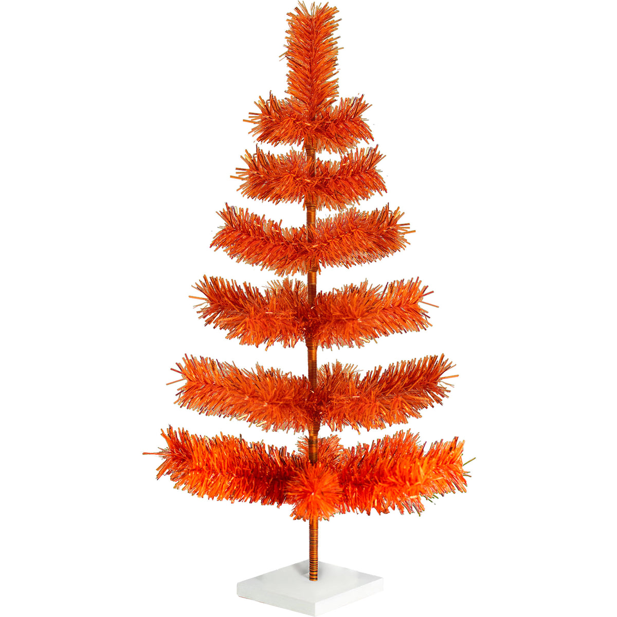 24in tall Matte Orange Tinsel Christmas Tree