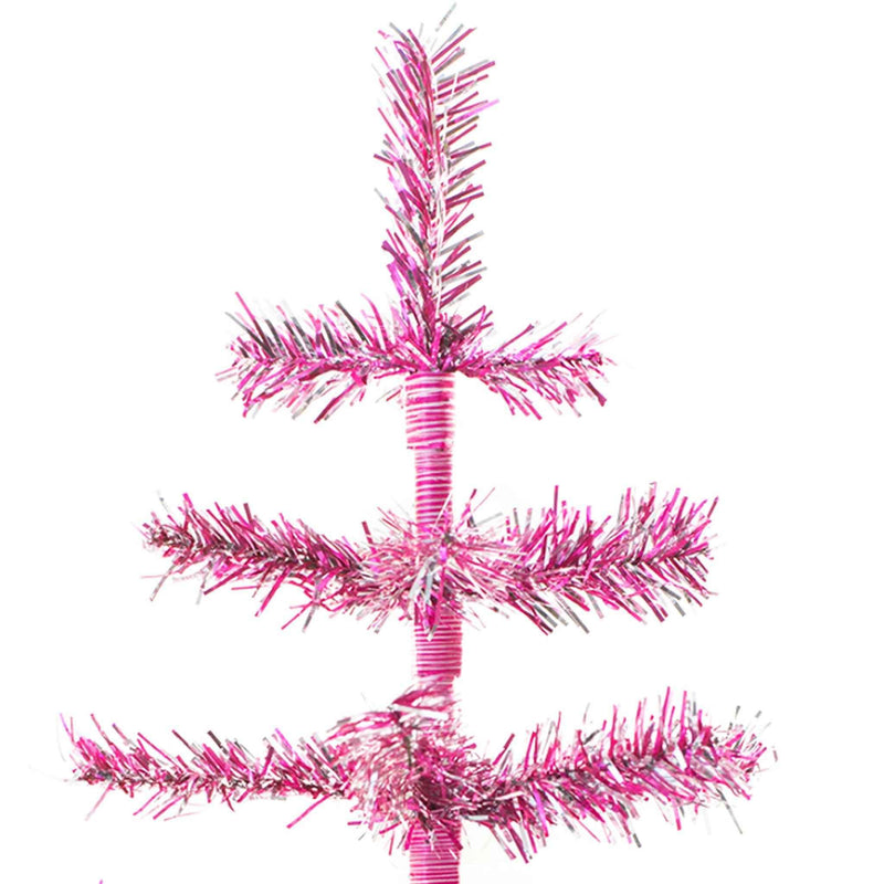 24in Vintage Pink & Silver Tinsel Christmas Tree - Lee Display