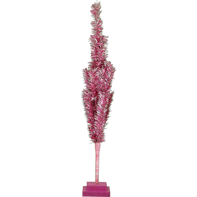 28in Vintage Pink & Silver Tinsel Christmas Tree - Lee Display