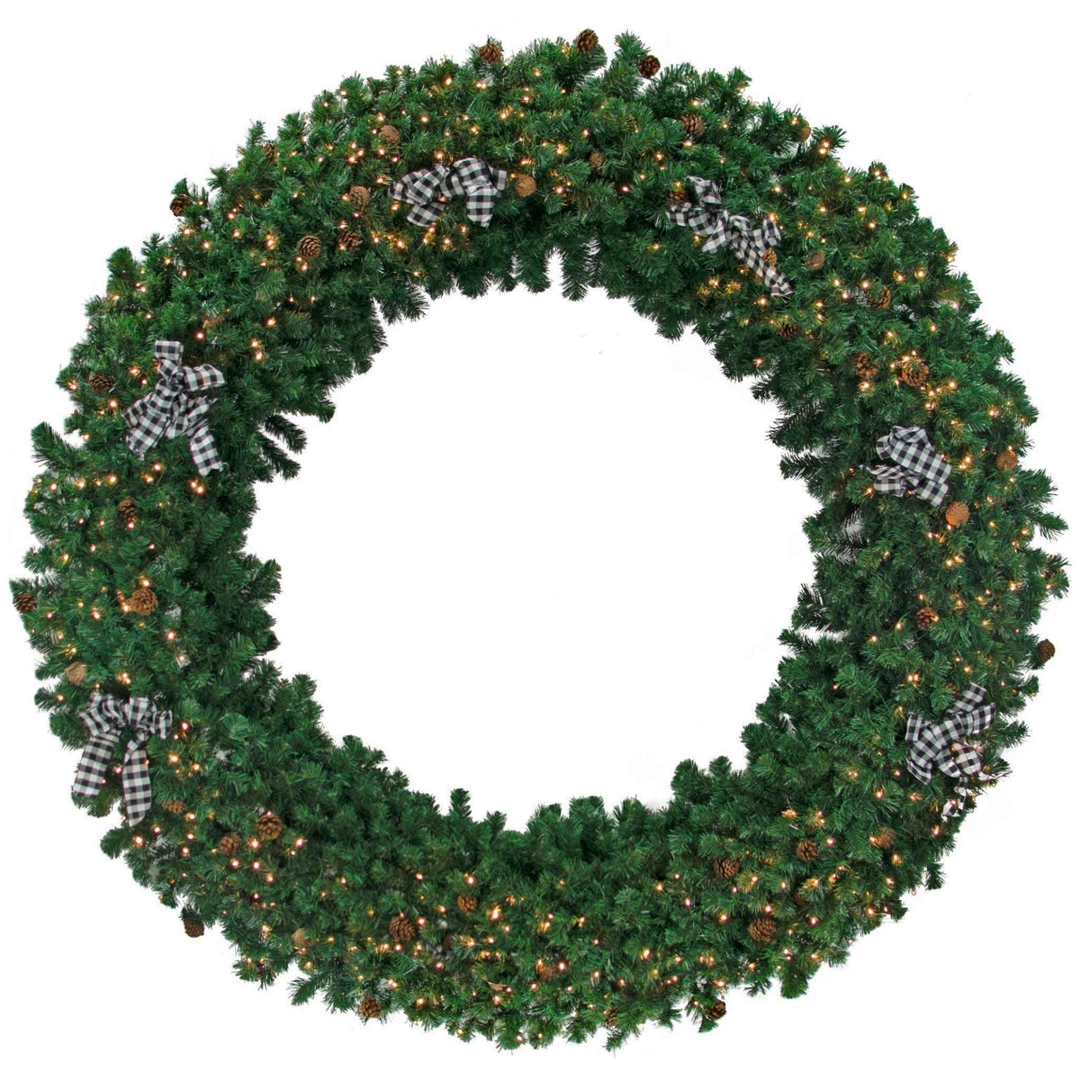 8FT Pre-Lit Premier Pine Fir Christmas Wreath - Lee Display