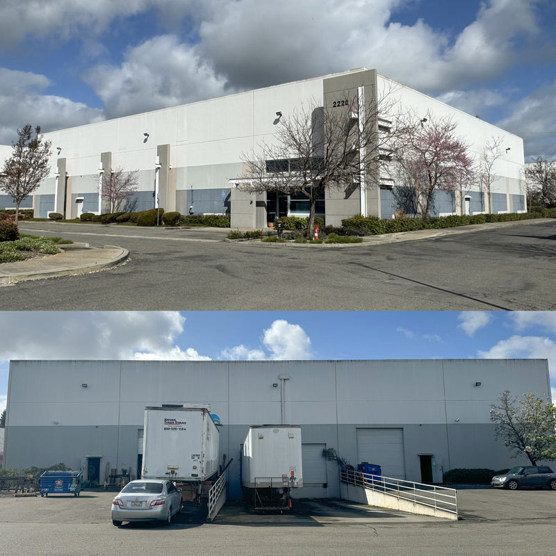 The front and back of lee display's headquarters and warehouse in fairfield california