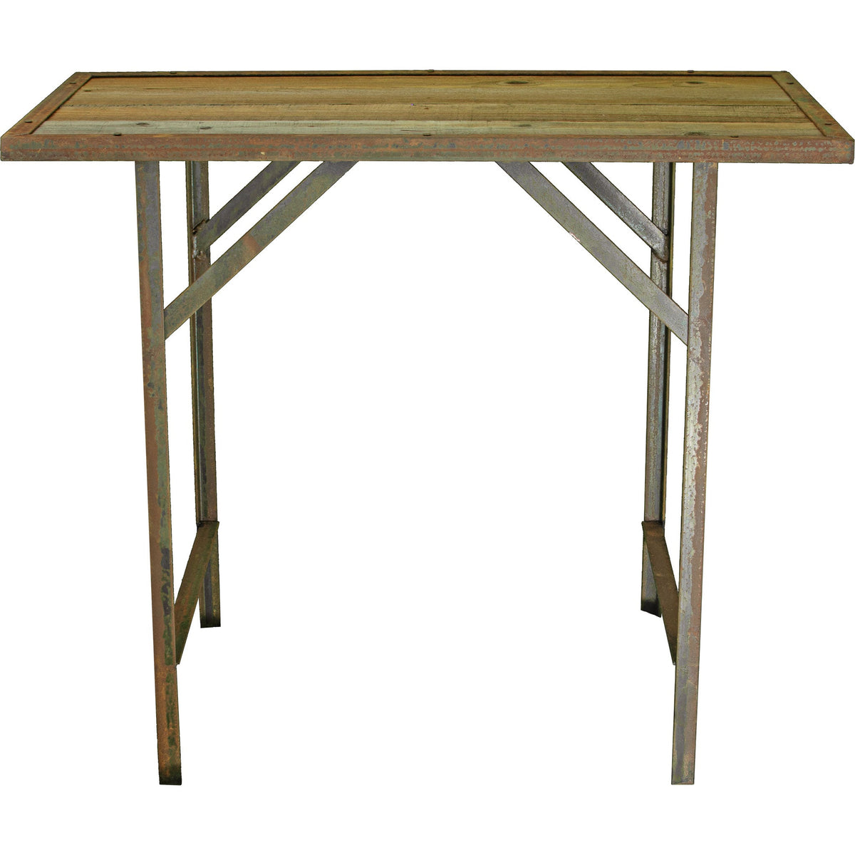 Lee Display's Rustic Outdoor Patio Work Table    Built by Lee Display & Made in the USA!  Made from repurposed redwood and a patina-finished steel frame.  Comes fully assembled.