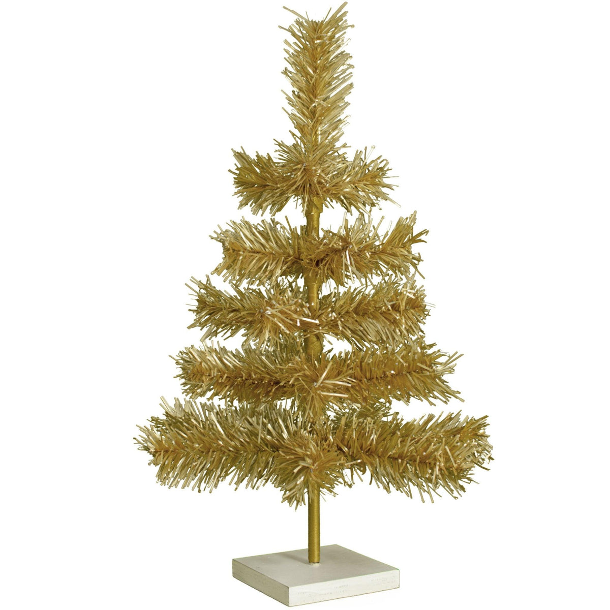 Our 18in Tall Antique Gold Christmas Tree.  Celebrate Lee Display's 120th Anniversary with our brand new Antique Gold colored tinsel Christmas Trees.  Shop for antique gold christmas trees at leedisplay.com