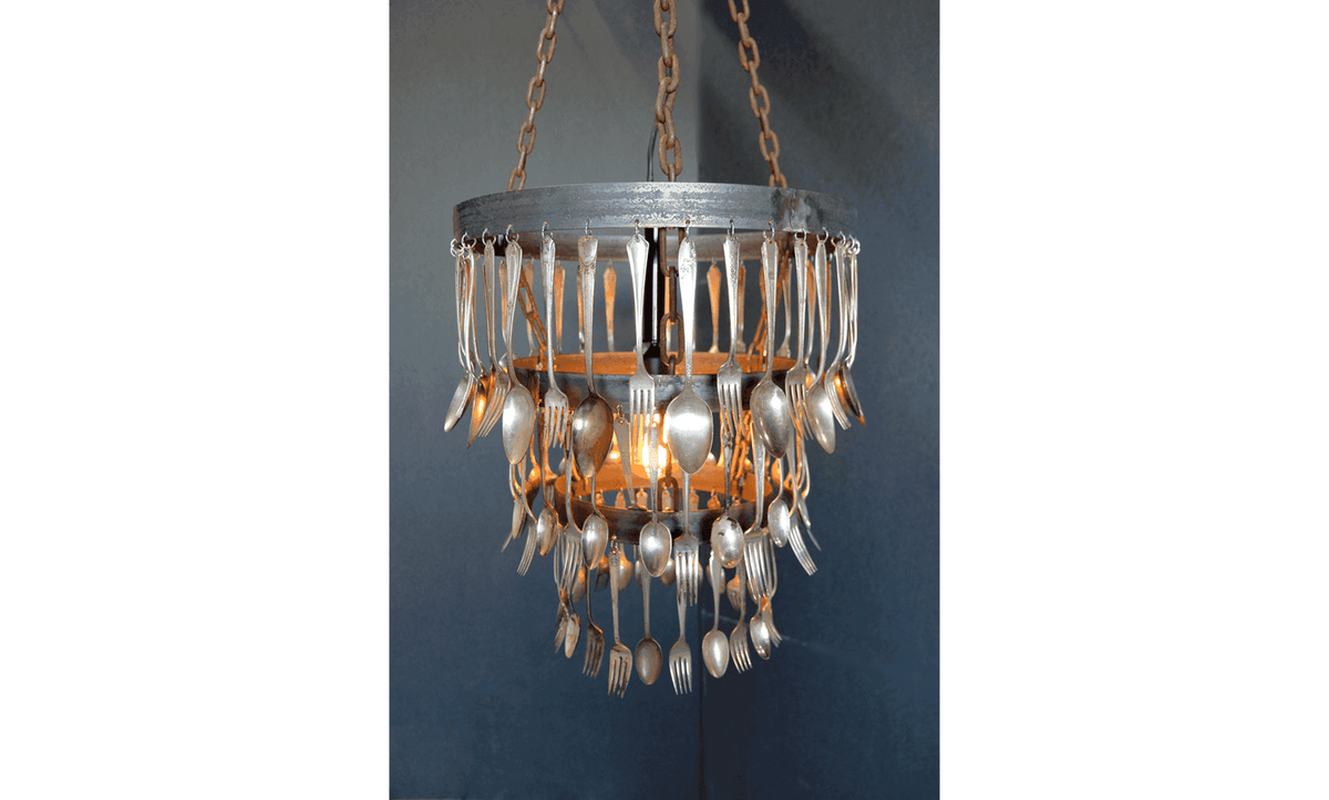 Antique Silver Spoon & Fork Chandelier - Lee Display