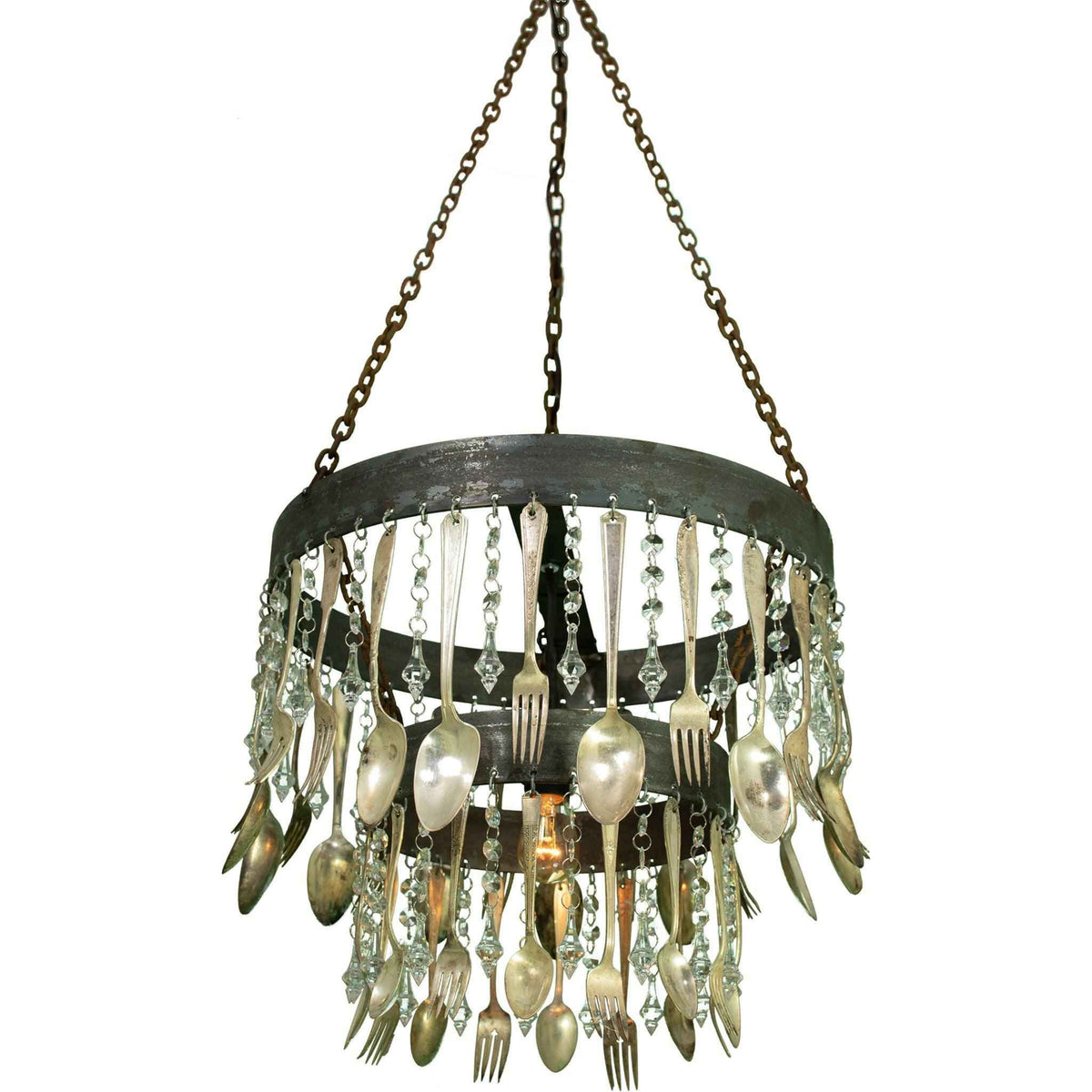 Antique Spoon & Crystal Chandelier - Lee Display
