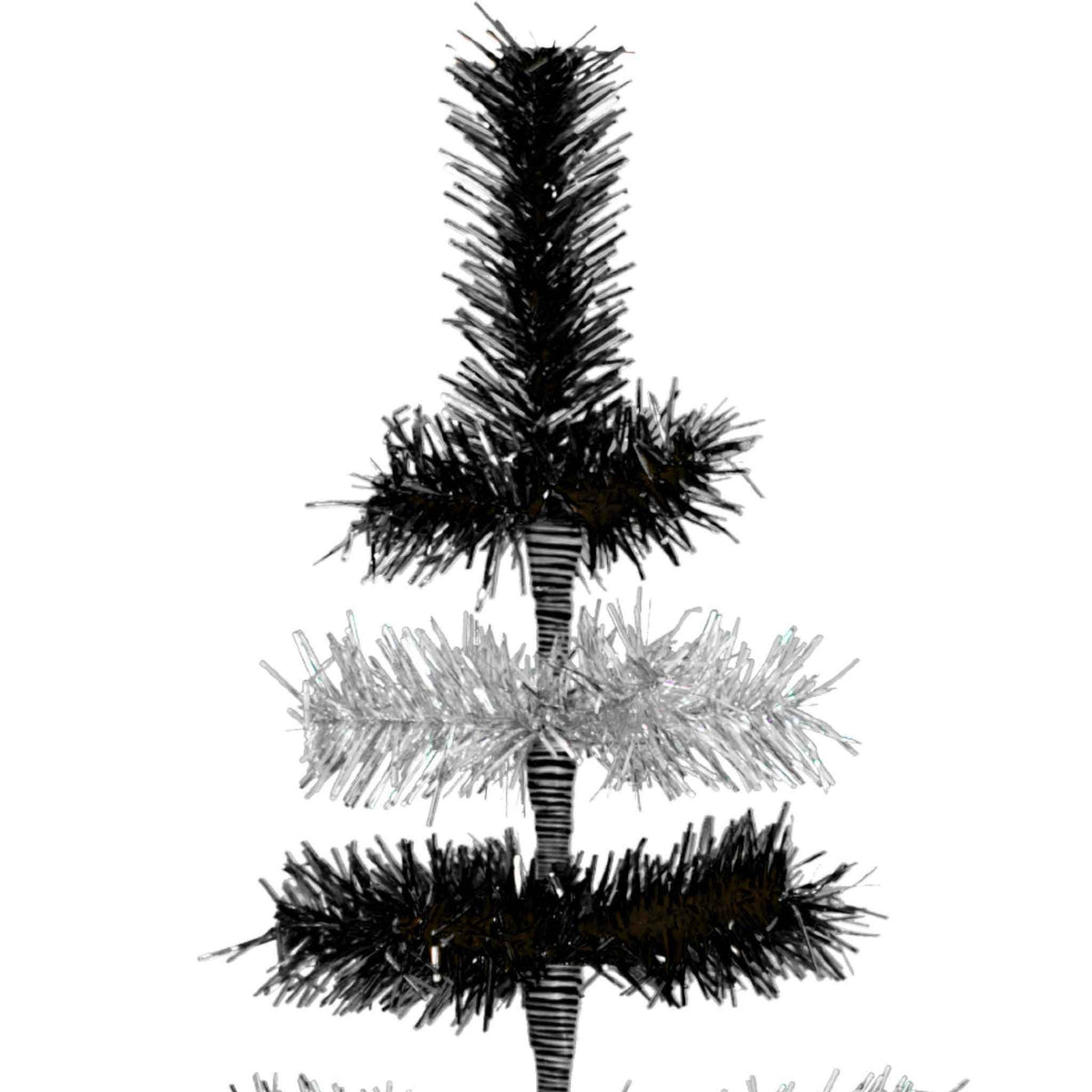 Black & Silver Layered Tinsel Christmas Tree - Lee Display