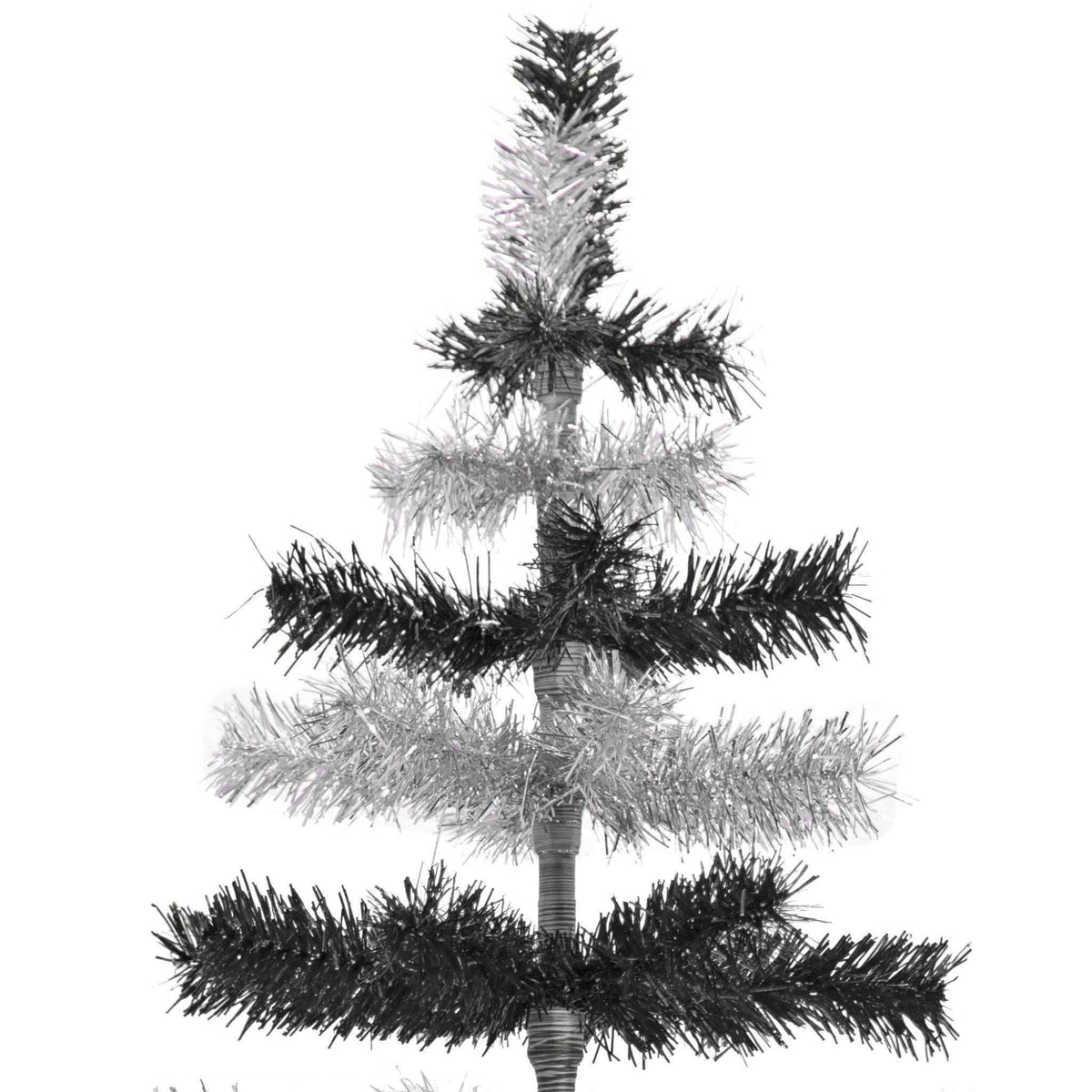 Black & Silver Layered Tinsel Christmas Tree - Lee Display