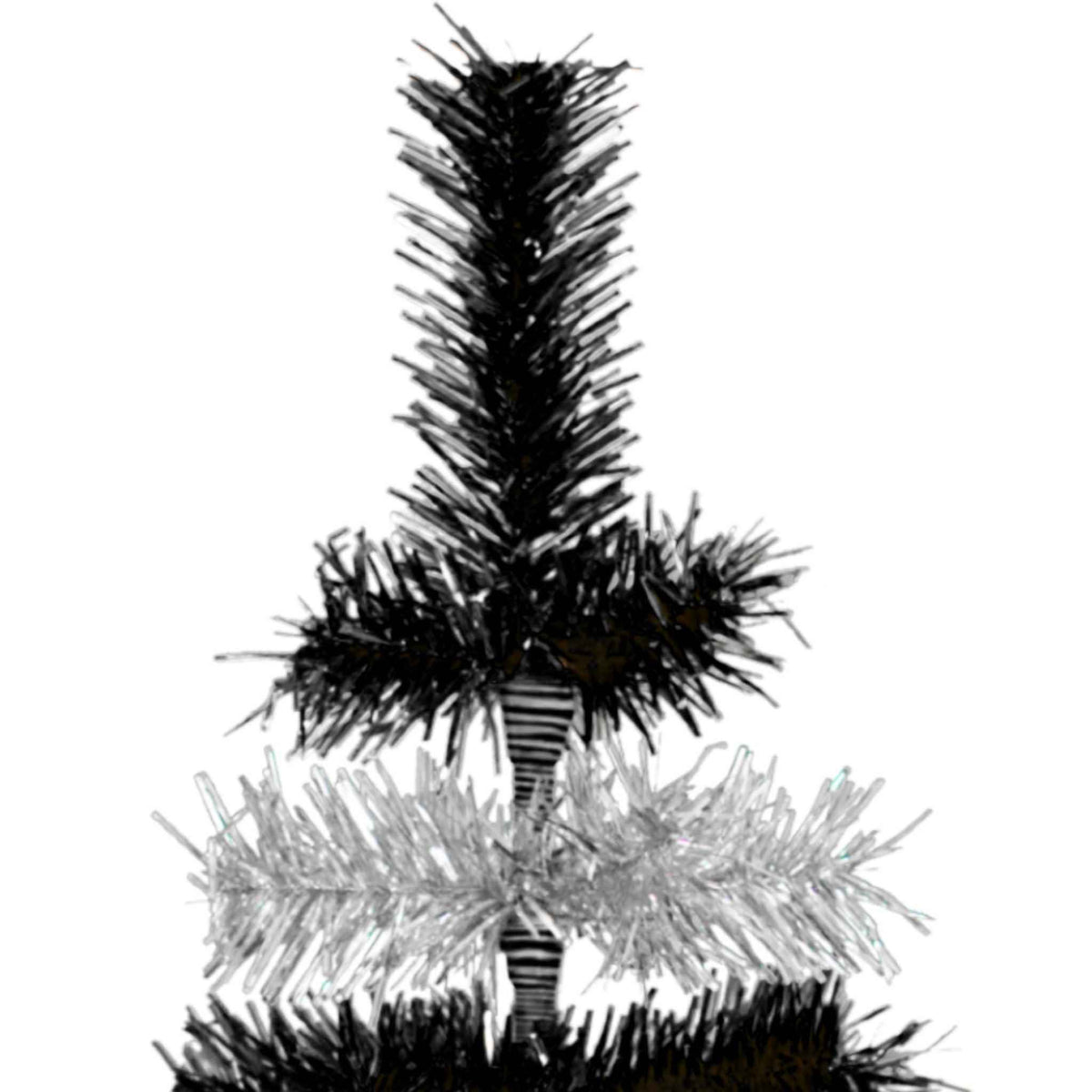 Black & Silver Layered Tinsel Christmas Tree - Lee Display