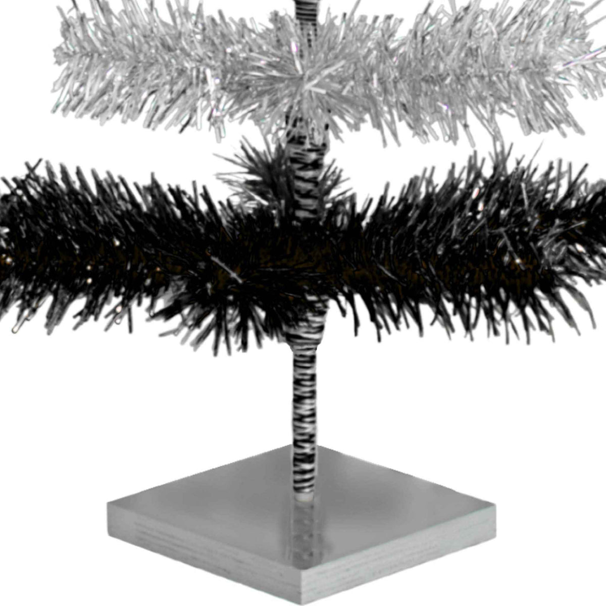 Black & Silver Layered Tinsel Christmas Tree - Lee Display