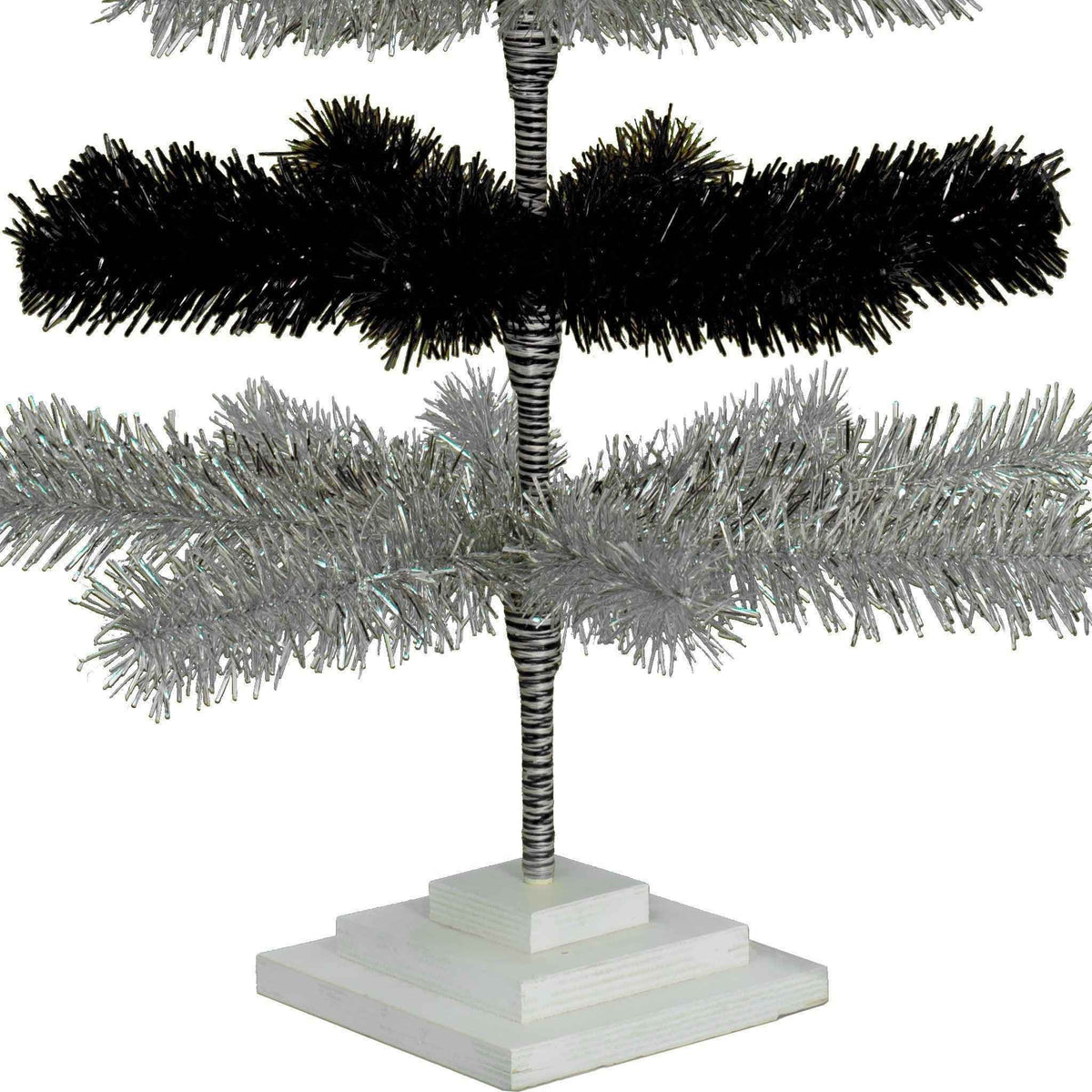 Black & Silver Layered Tinsel Christmas Tree - Lee Display