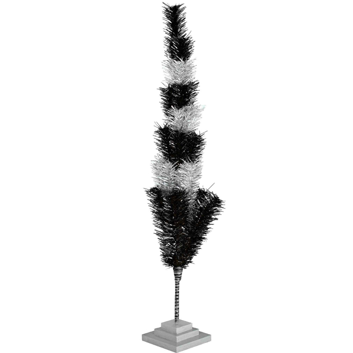 Black & Silver Layered Tinsel Christmas Tree - Lee Display