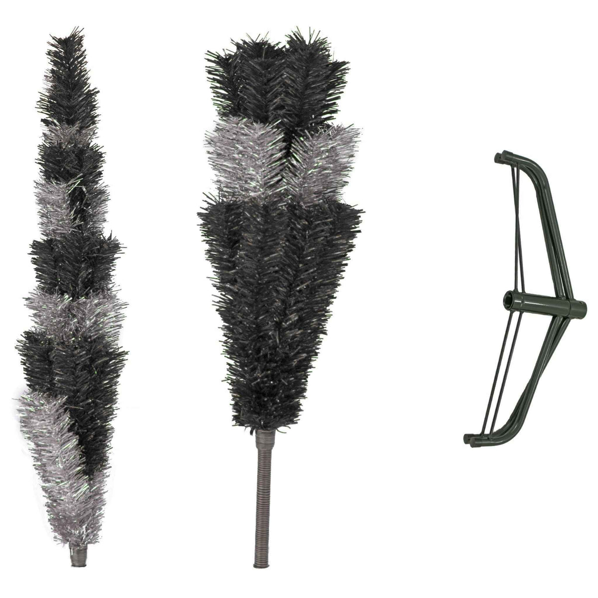 Black & Silver Layered Tinsel Christmas Tree - Lee Display