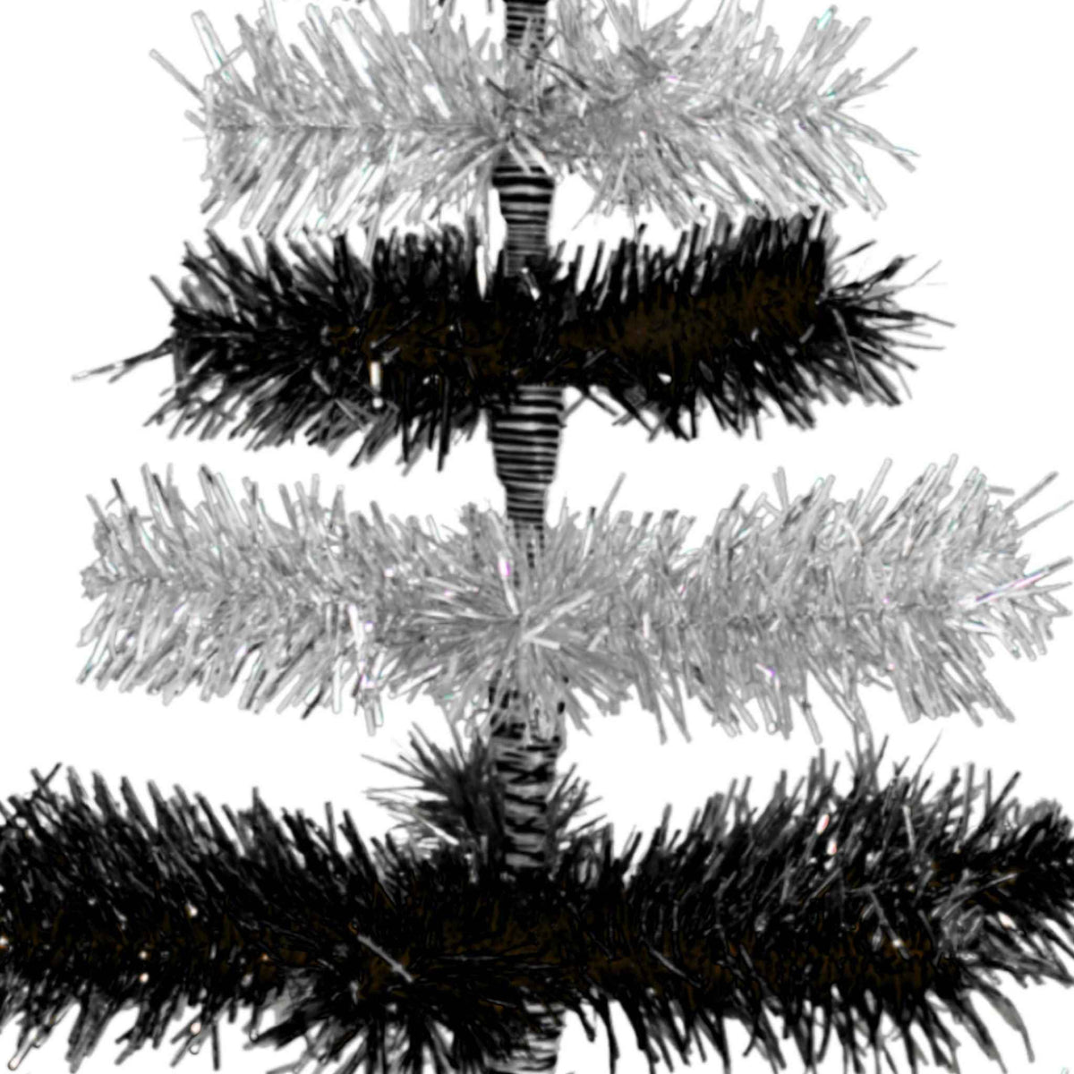 Black & Silver Layered Tinsel Christmas Tree - Lee Display