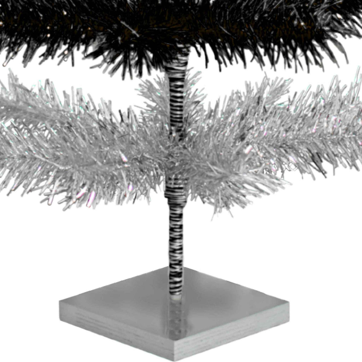 Black & Silver Layered Tinsel Christmas Tree - Lee Display