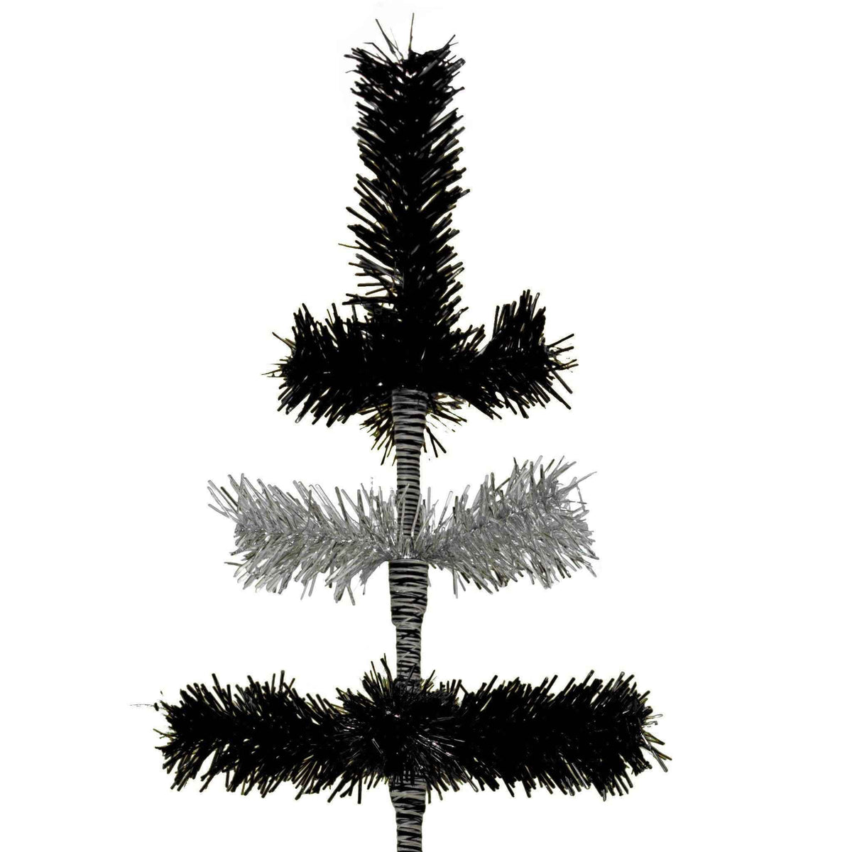 Black & Silver Layered Tinsel Christmas Tree - Lee Display