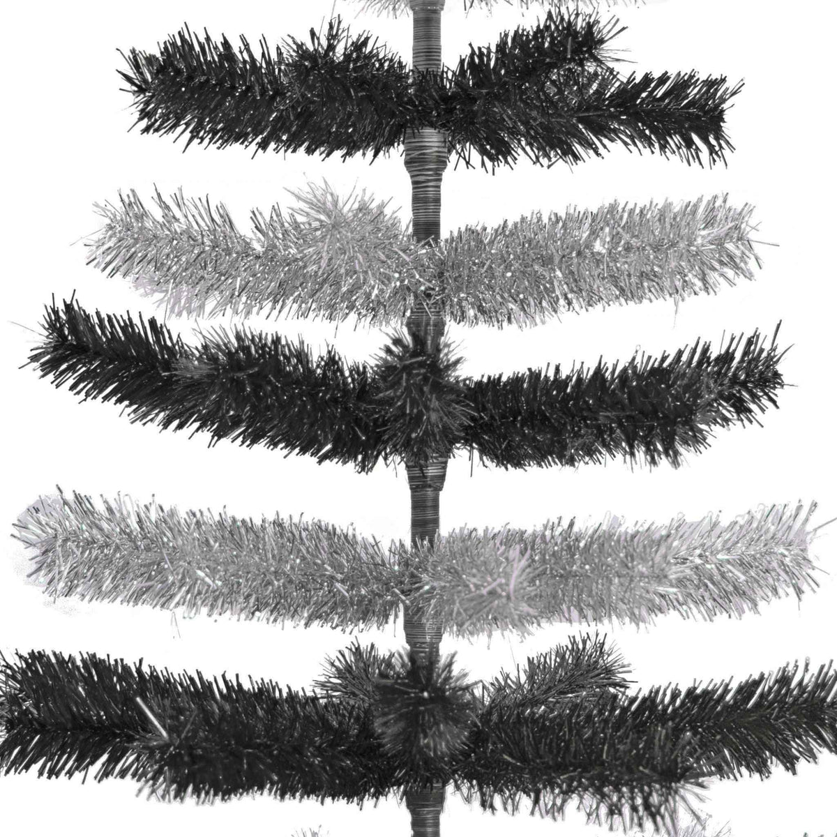 Black & Silver Layered Tinsel Christmas Tree - Lee Display