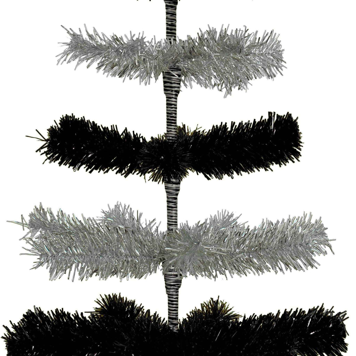 Black & Silver Layered Tinsel Christmas Tree - Lee Display