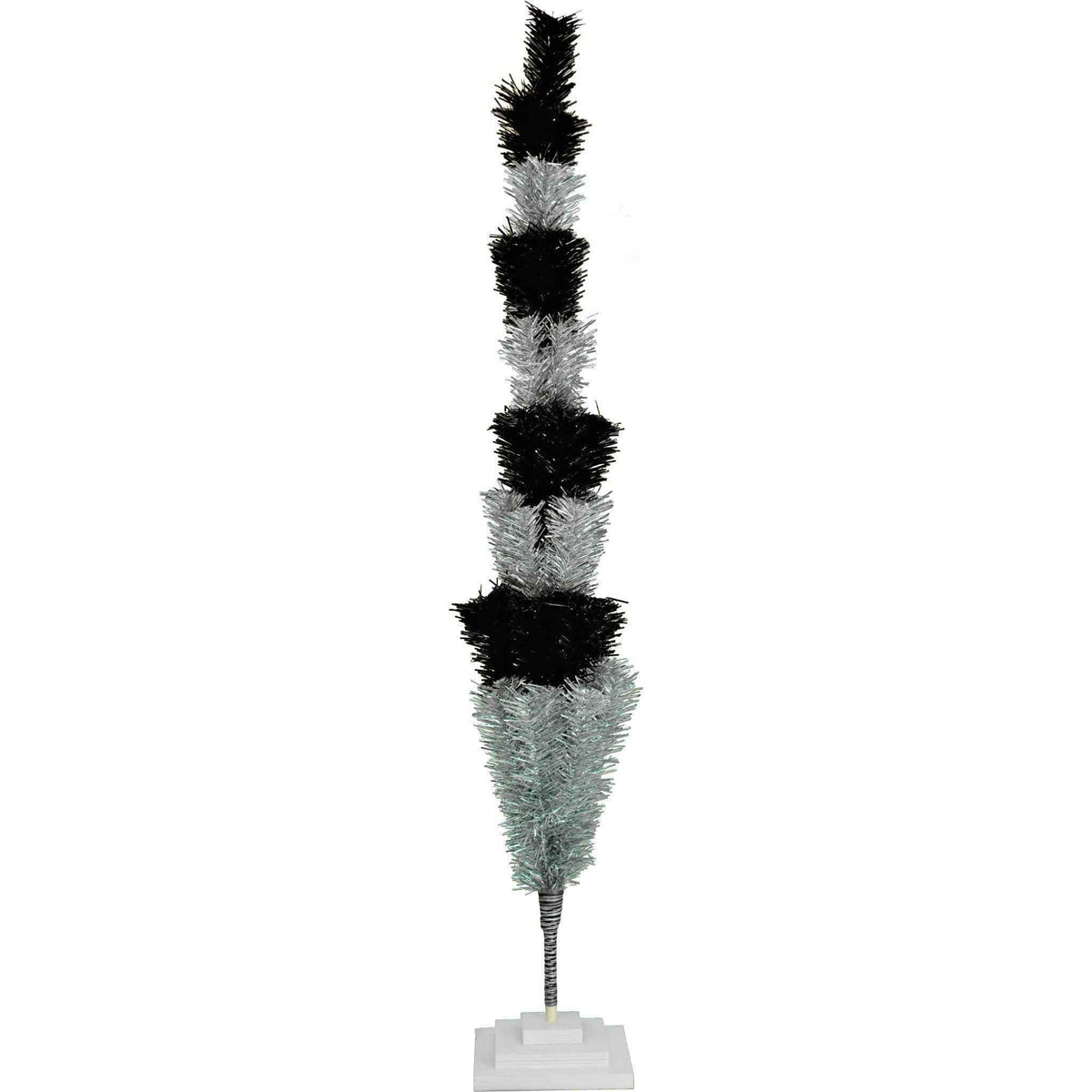 Black & Silver Layered Tinsel Christmas Tree - Lee Display