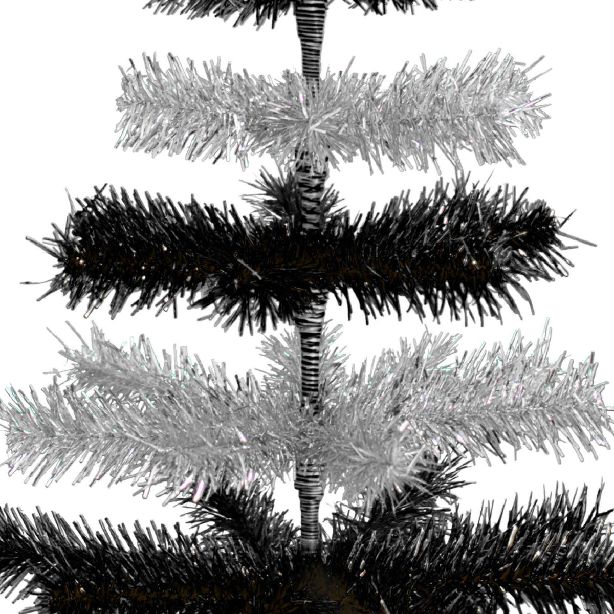 Black & Silver Layered Tinsel Christmas Tree - Lee Display