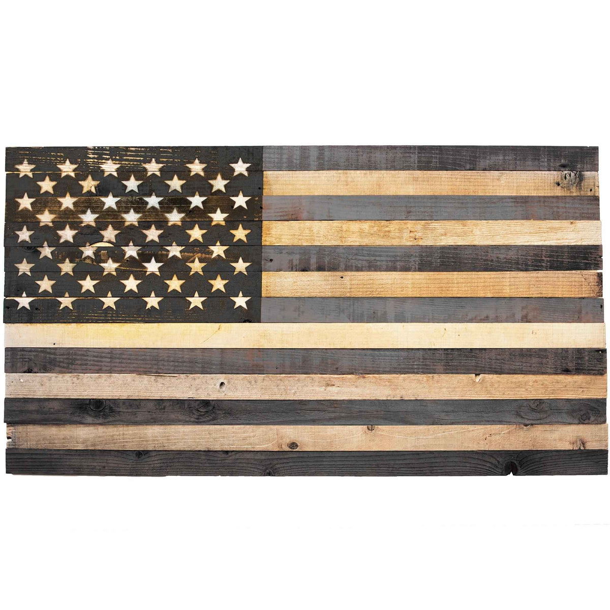 Black & Wood American Flags - Lee Display