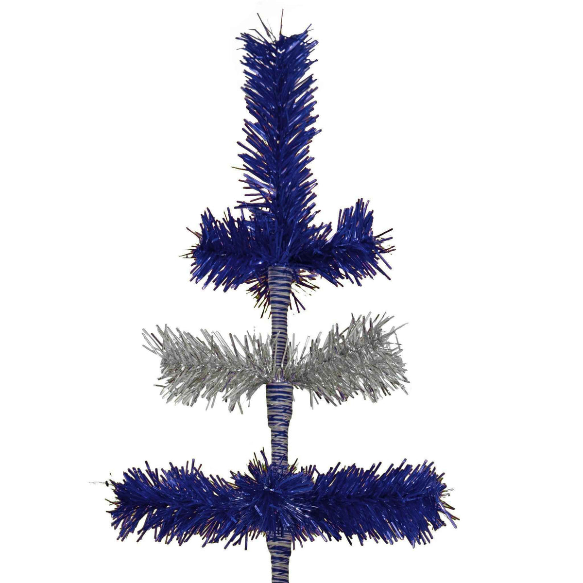 Blue & Silver Layered Tinsel Christmas Tree - Lee Display