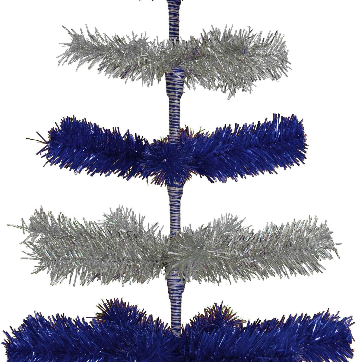 Blue & Silver Layered Tinsel Christmas Tree - Lee Display