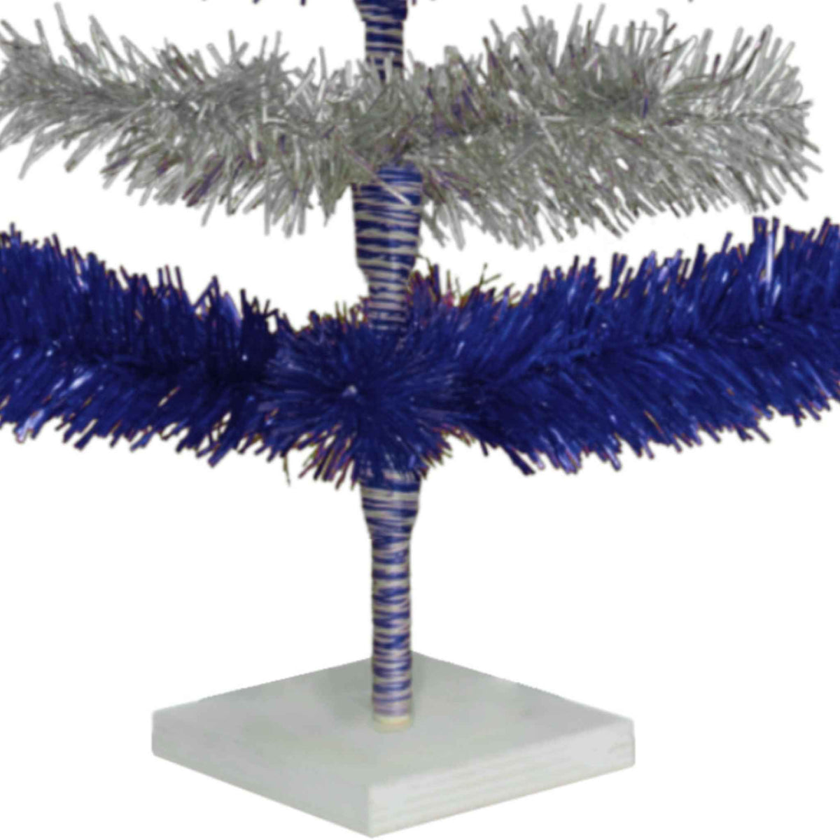Blue & Silver Layered Tinsel Christmas Tree - Lee Display