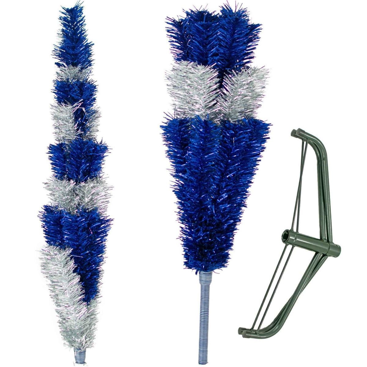 Blue & Silver Layered Tinsel Christmas Tree - Lee Display