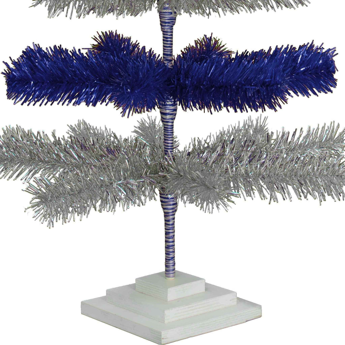 Blue & Silver Layered Tinsel Christmas Tree - Lee Display