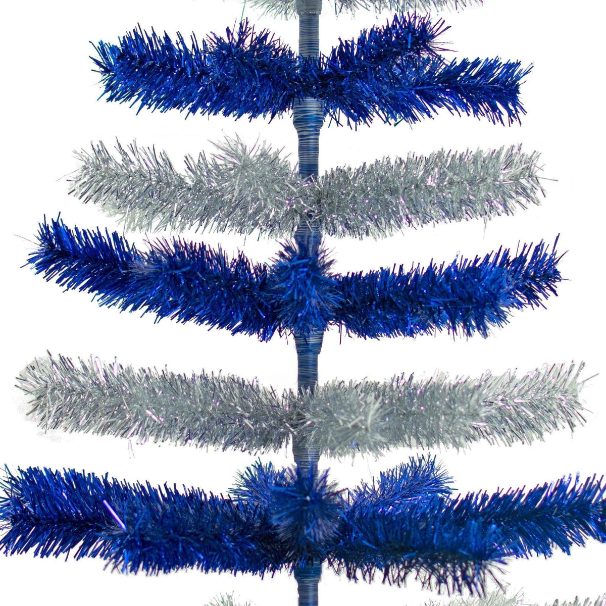 Blue & Silver Layered Tinsel Christmas Tree - Lee Display