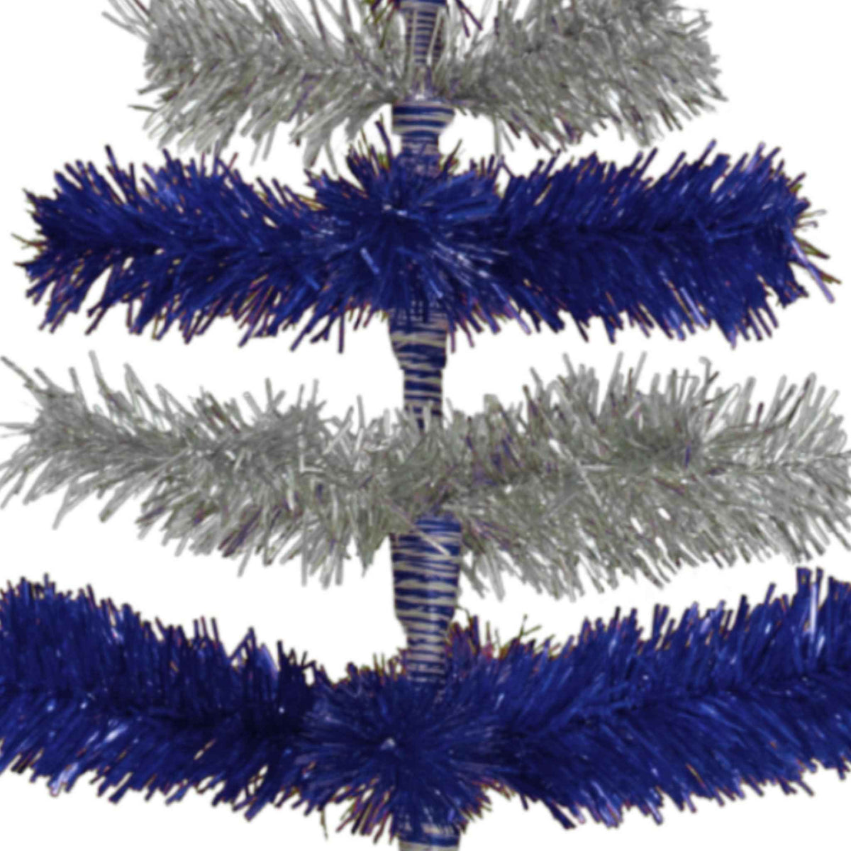 Blue & Silver Layered Tinsel Christmas Tree - Lee Display