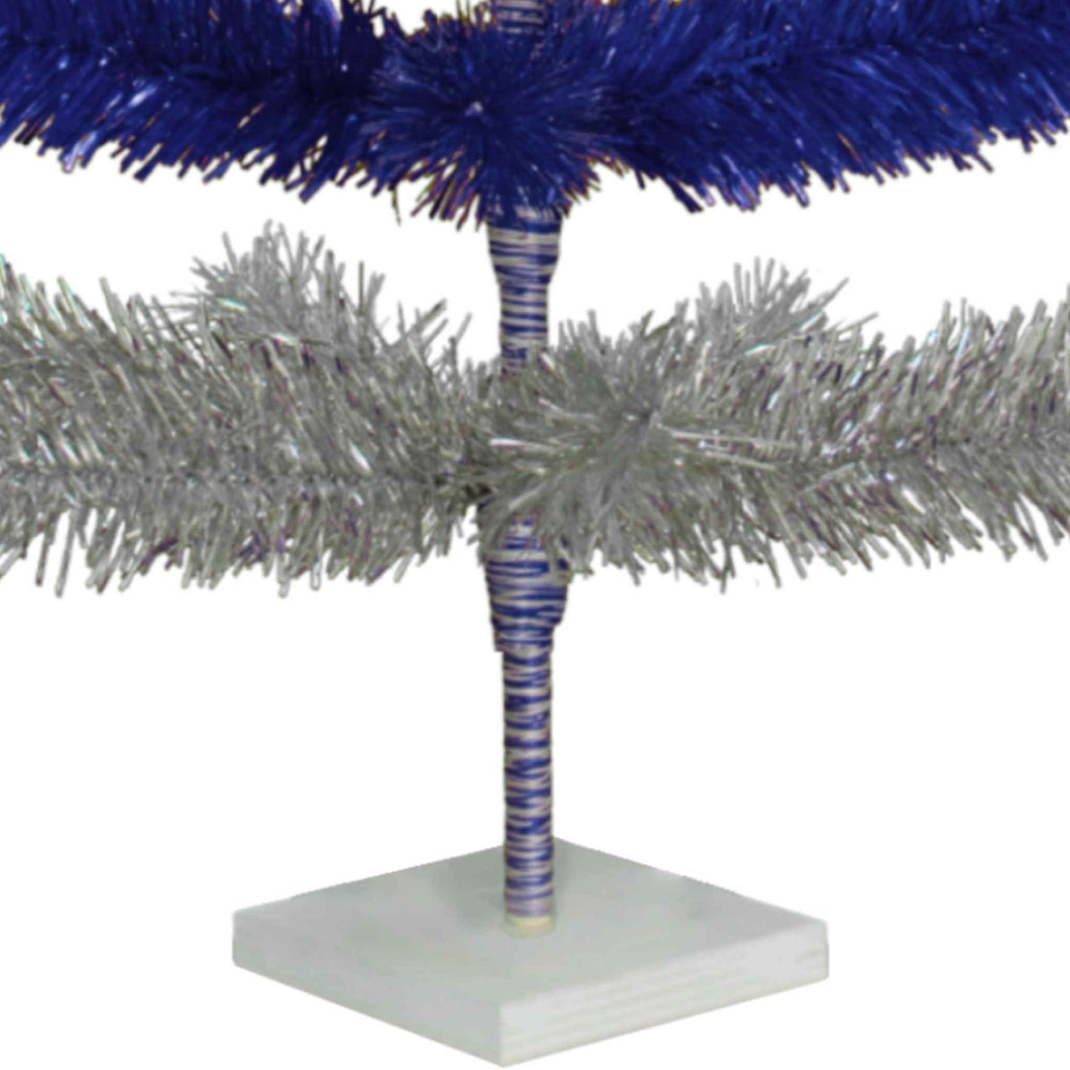 Blue & Silver Layered Tinsel Christmas Tree - Lee Display