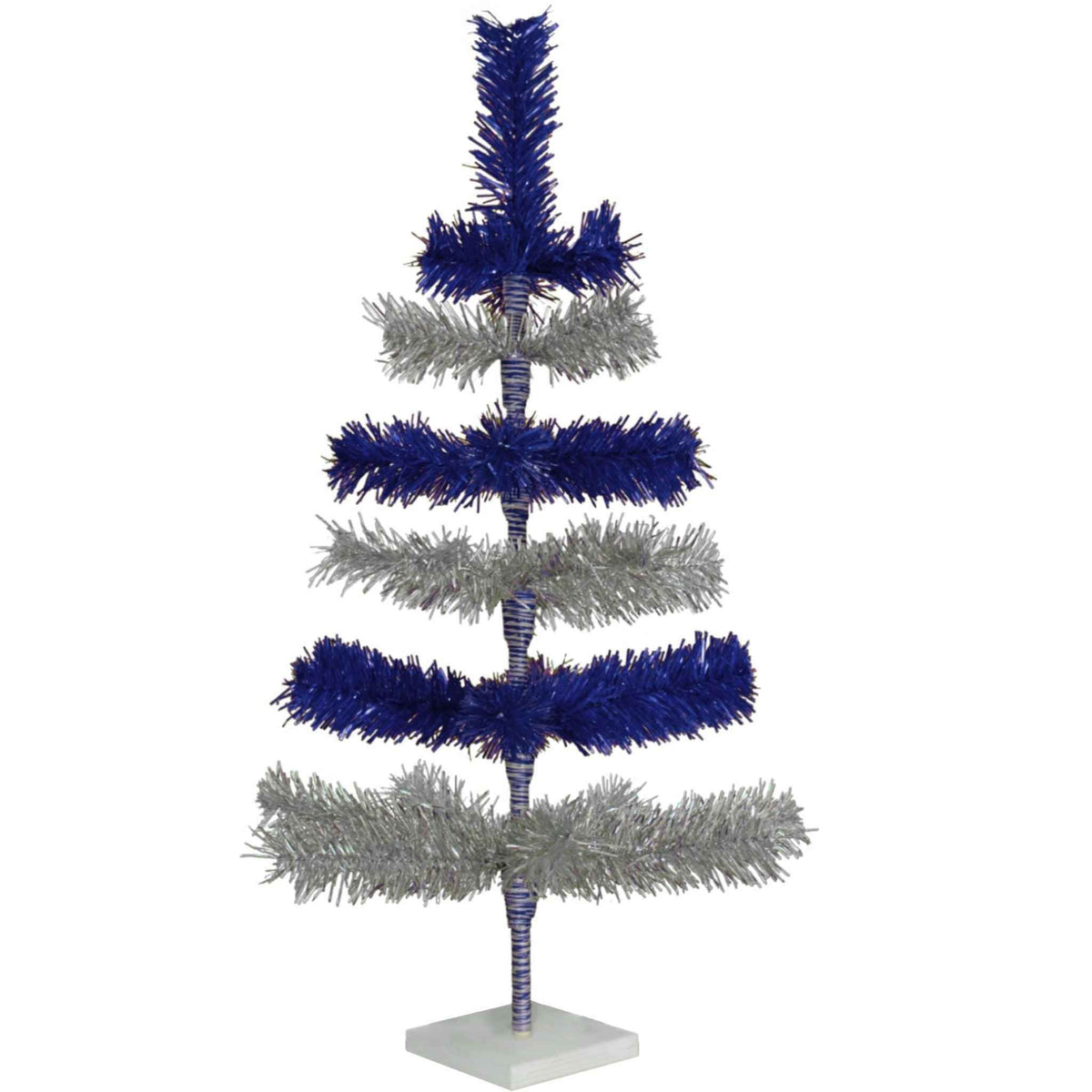 Blue & Silver Layered Tinsel Christmas Tree - Lee Display