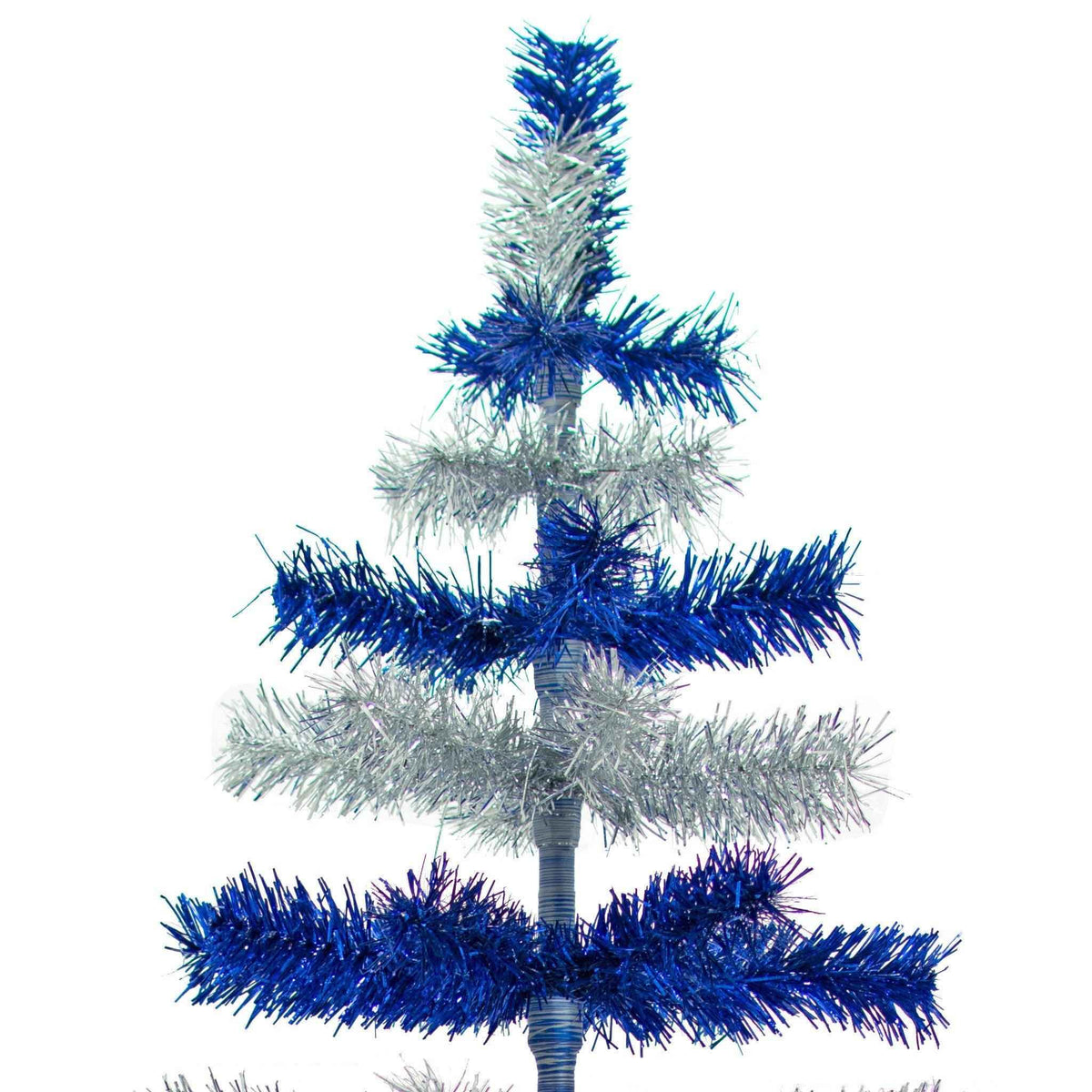 Blue & Silver Layered Tinsel Christmas Tree - Lee Display