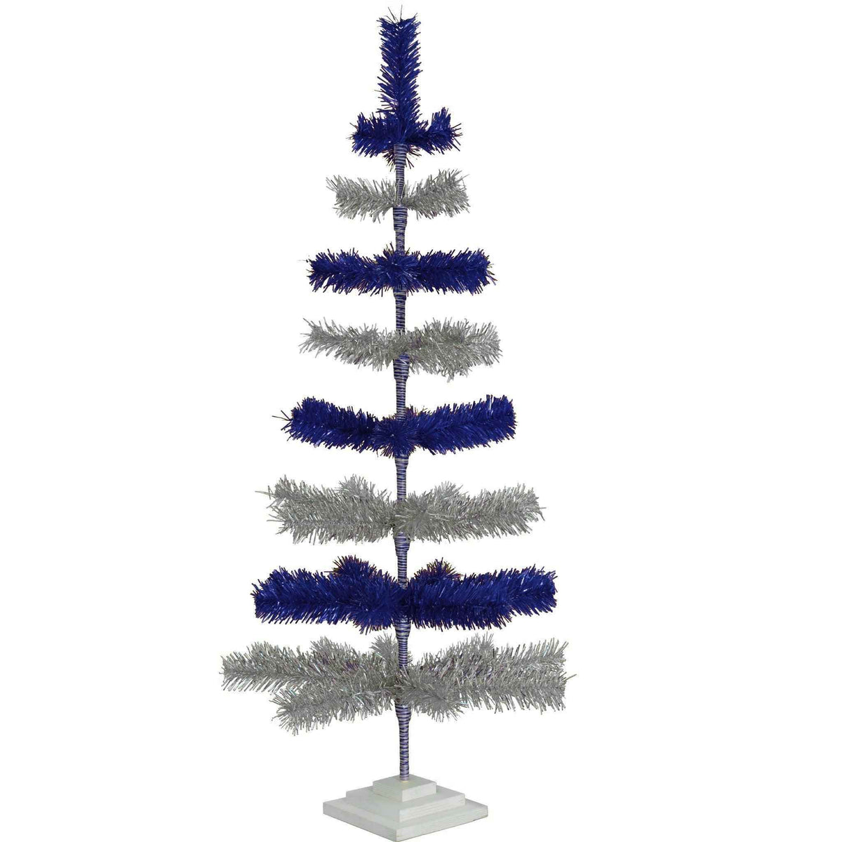 Blue & Silver Layered Tinsel Christmas Tree - Lee Display