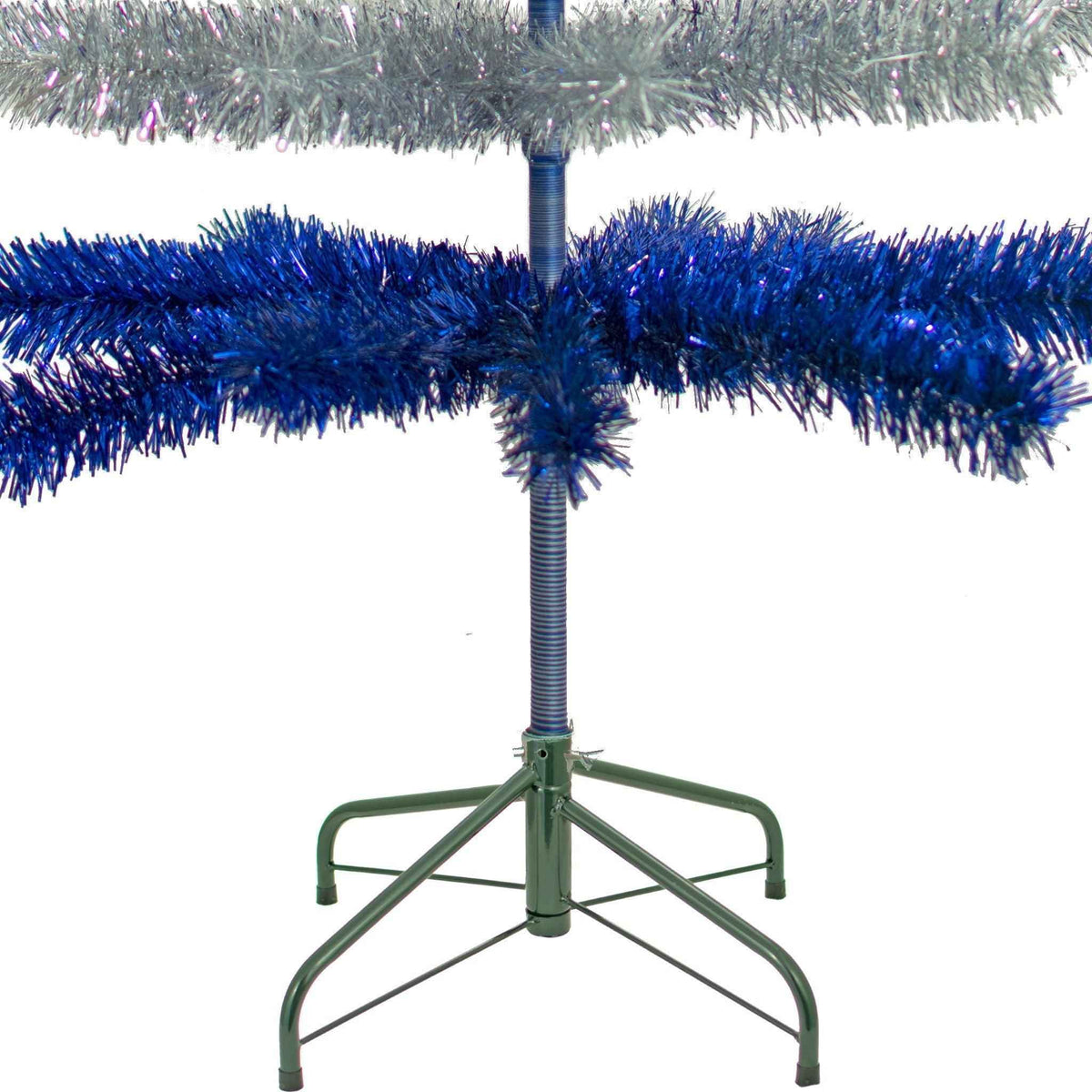Blue & Silver Layered Tinsel Christmas Tree - Lee Display