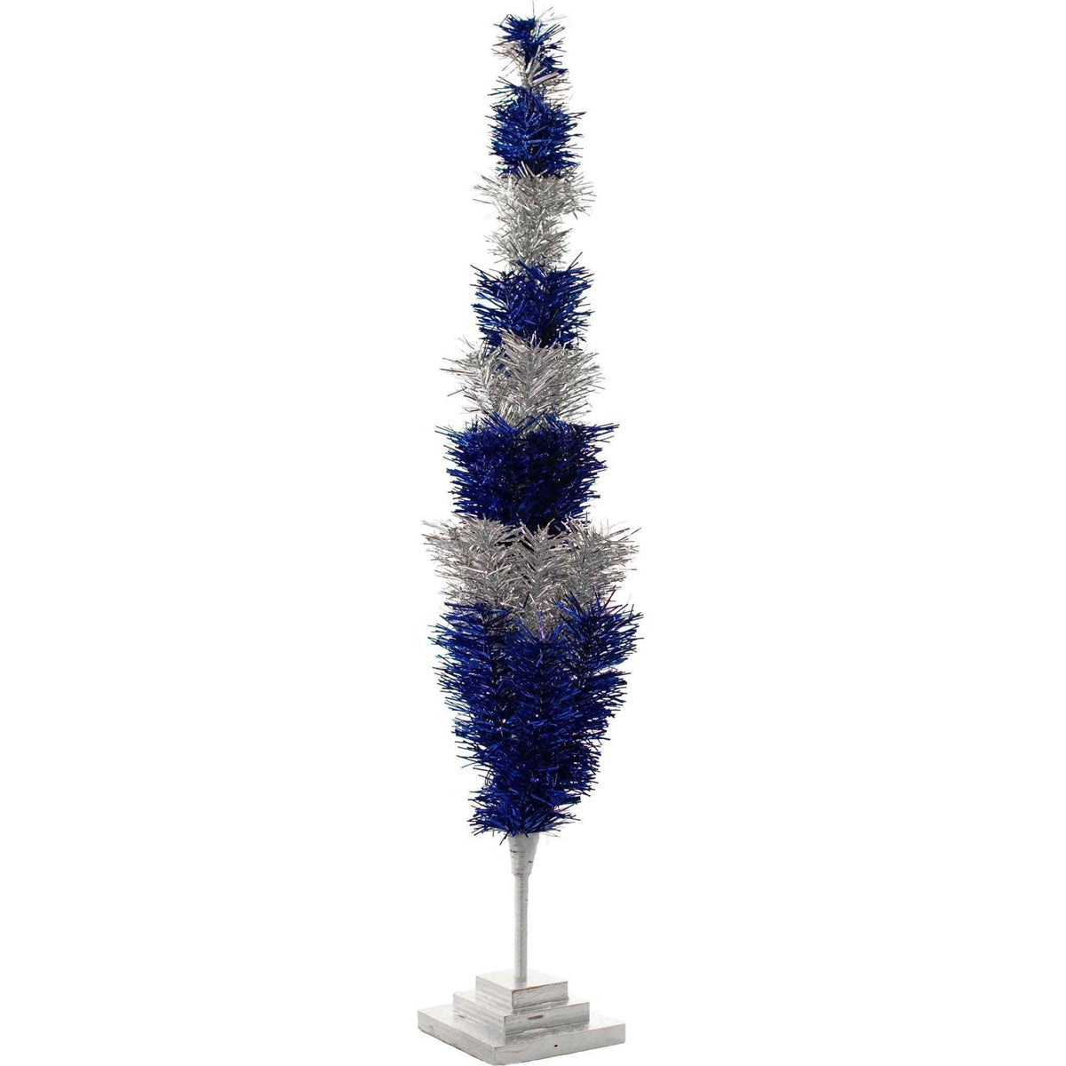 Blue & Silver Layered Tinsel Christmas Tree - Lee Display