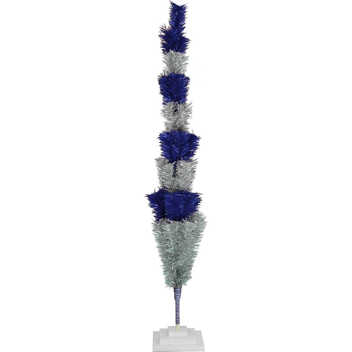 Blue & Silver Layered Tinsel Christmas Tree - Lee Display