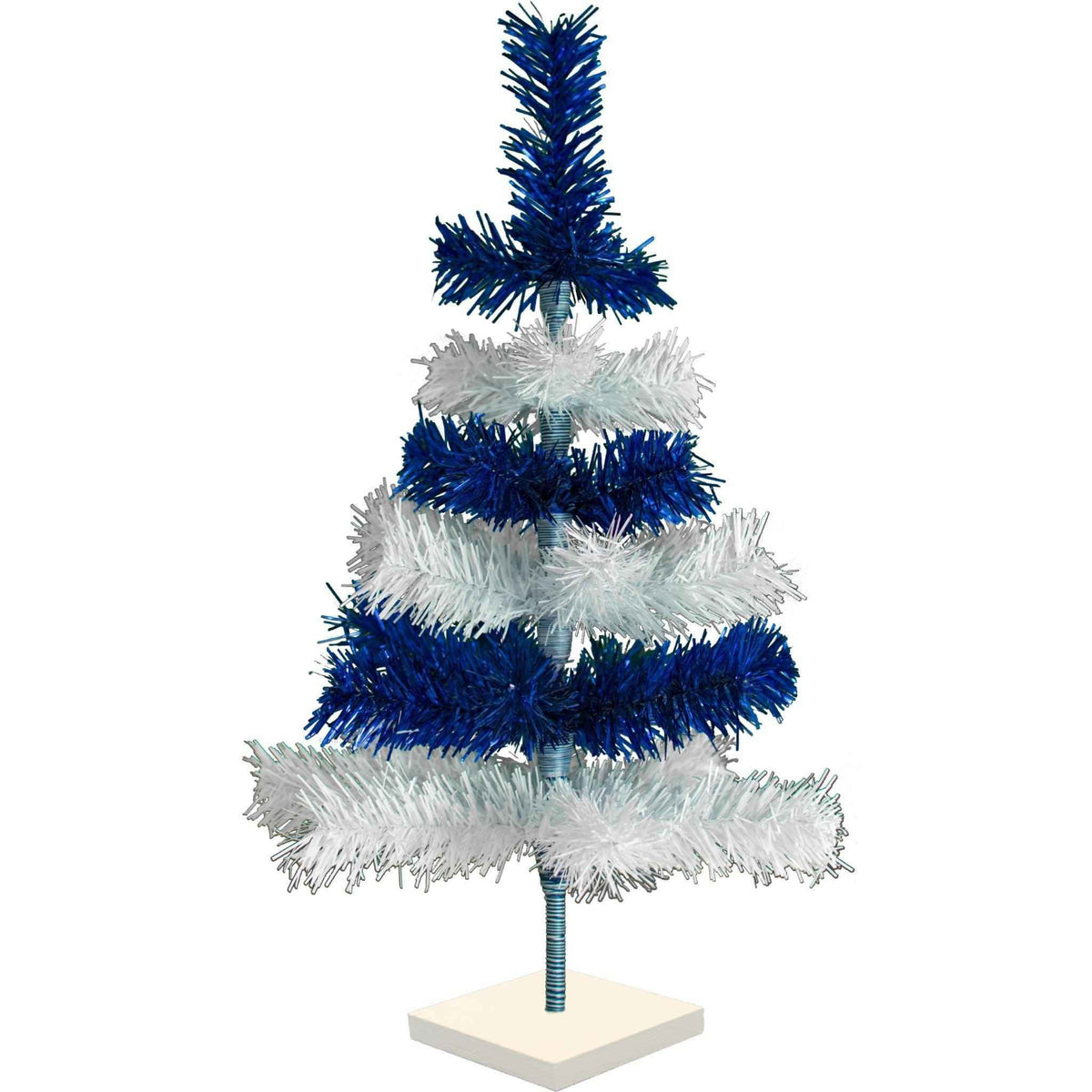 Blue & White Layered Tinsel Christmas Tree - Lee Display