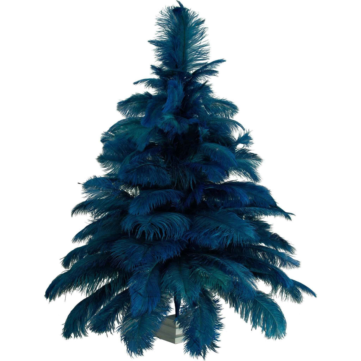 Blue Ostrich Feather Christmas Tree - Lee Display