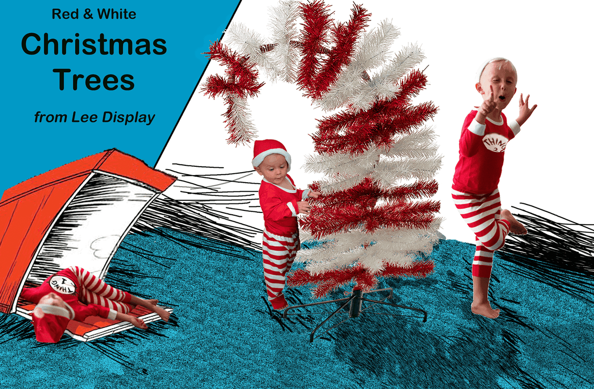 Dr. Seuss Red & White Tinsel Christmas Tree - Lee Display