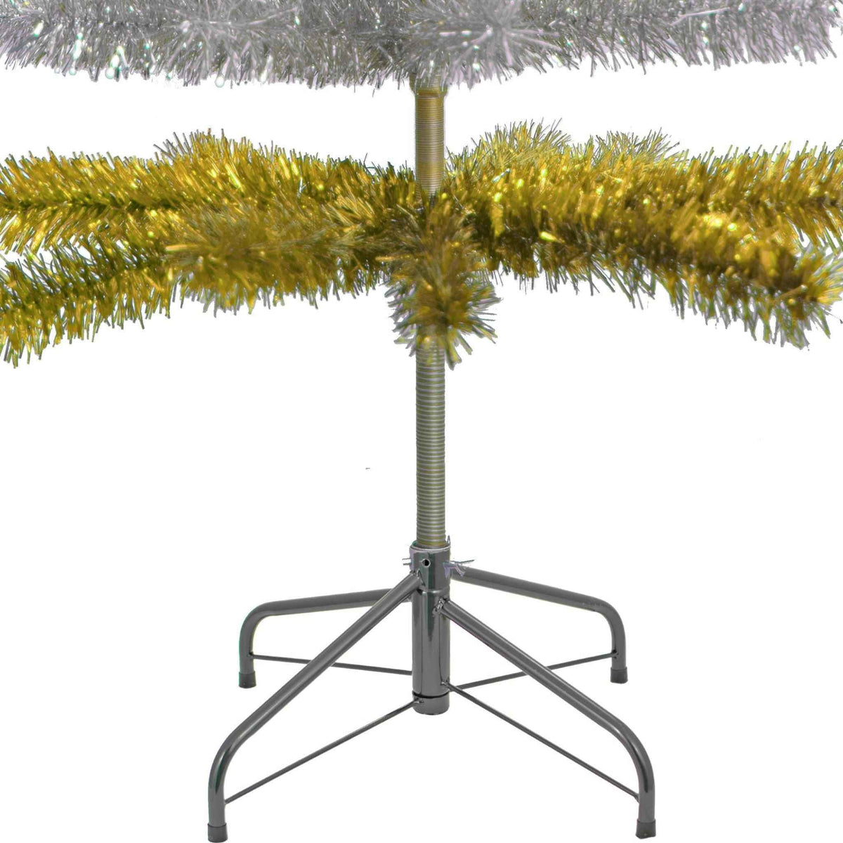 Gold & Silver Layered Tinsel Christmas Tree - Lee Display