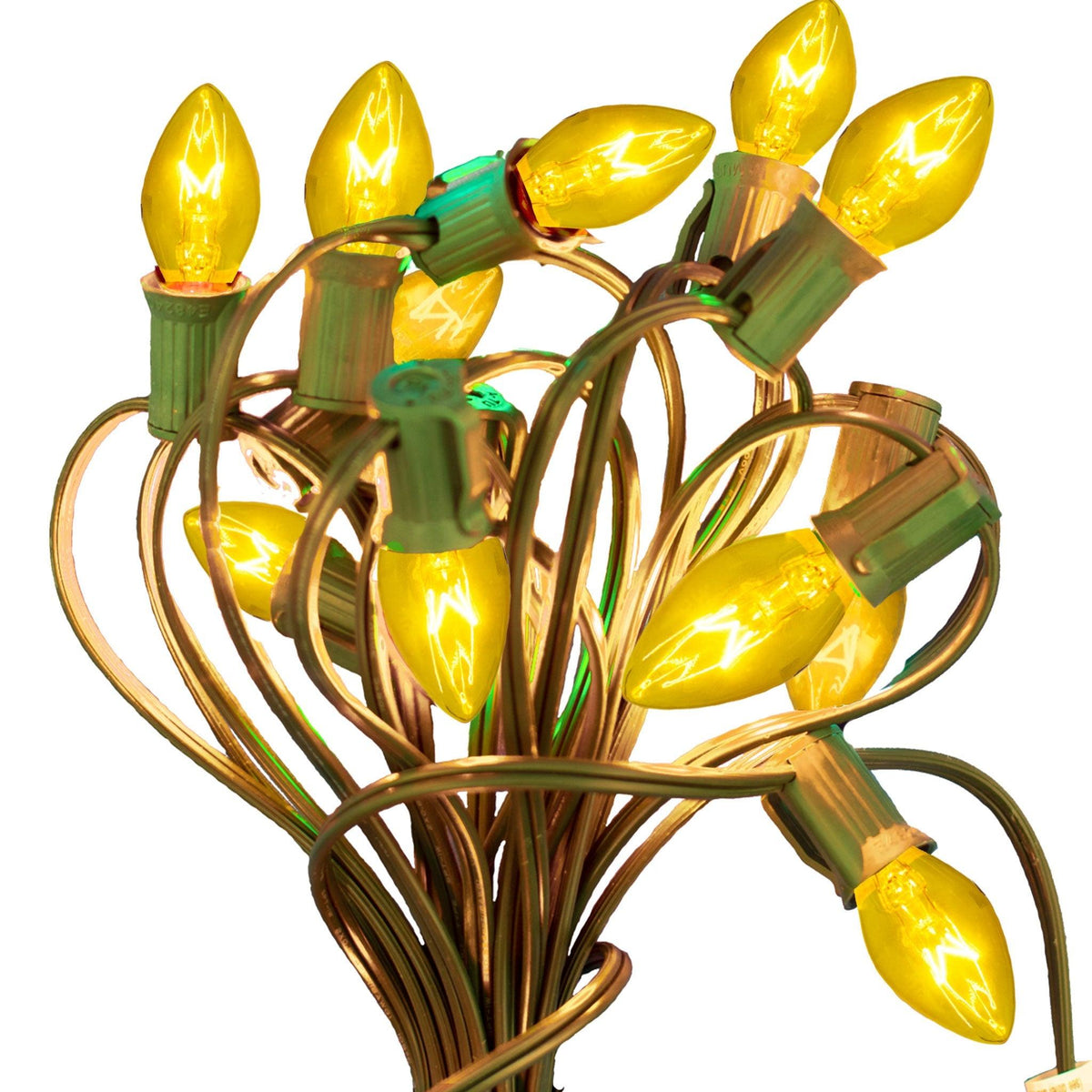 25FT C7/C9 Candelabra Style Gold Outdoor Magnetic String Lighting Set with Bulbs Included. Available at leedisplay.com