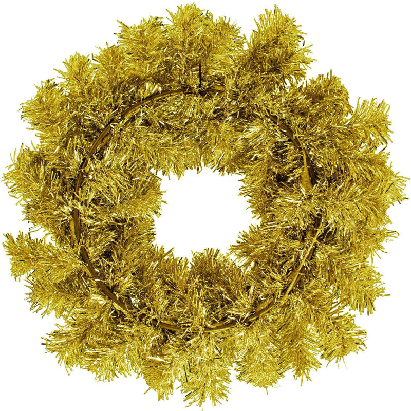 Gold Tinsel Christmas Wreaths - Lee Display