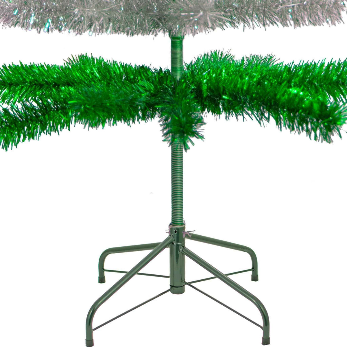 Green & Silver Layered Tinsel Christmas Tree - Lee Display