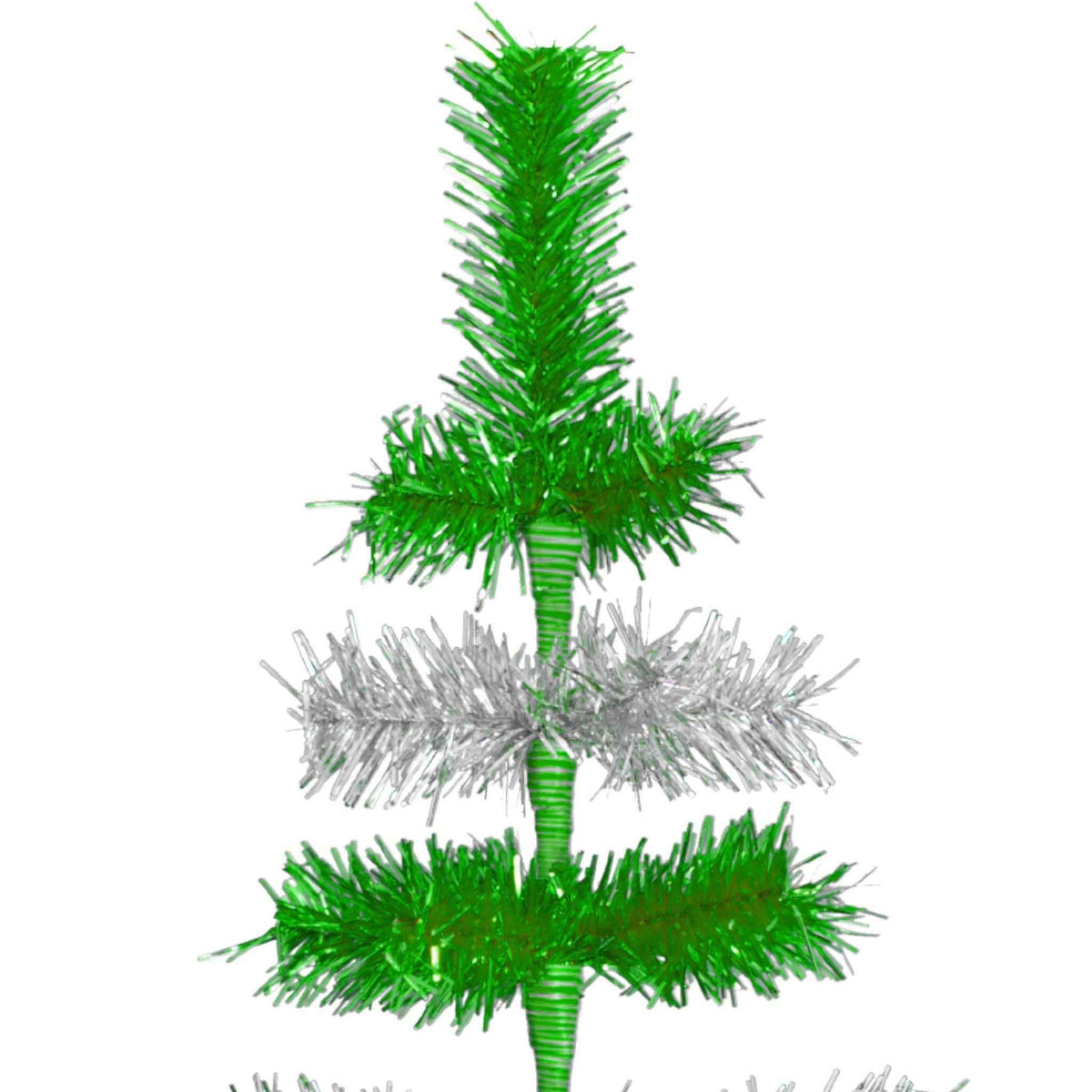 Green & Silver Layered Tinsel Christmas Tree - Lee Display