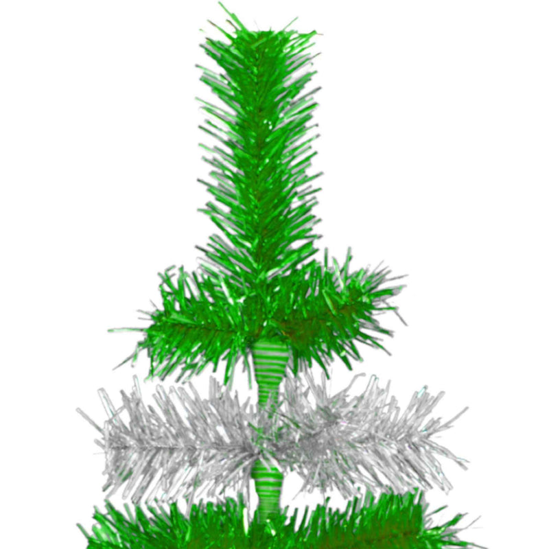Green & Silver Layered Tinsel Christmas Tree - Lee Display