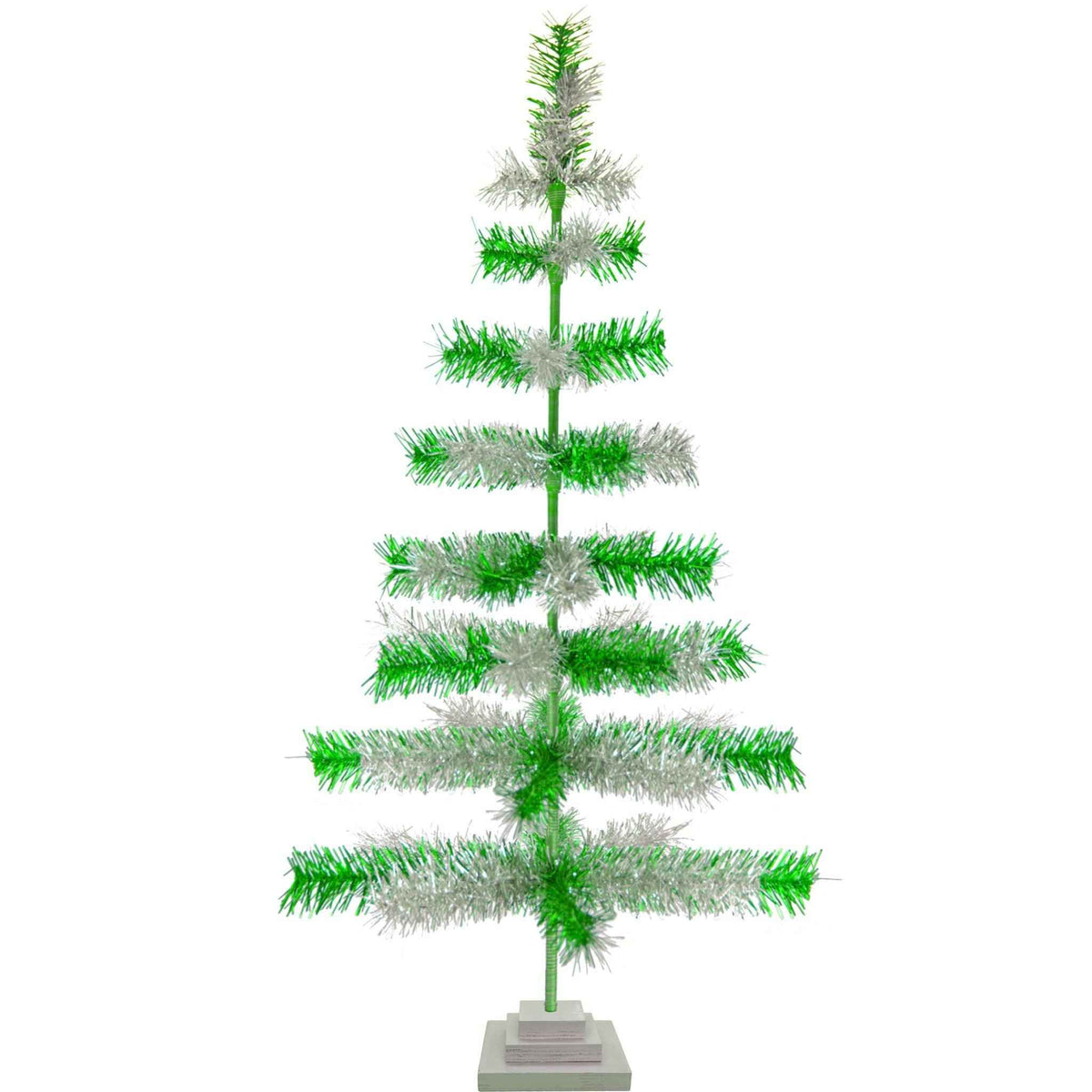 Green & Silver Mixed Tinsel Tree - Lee Display
