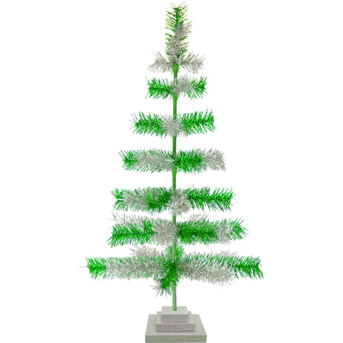Green & Silver Mixed Tinsel Tree - Lee Display