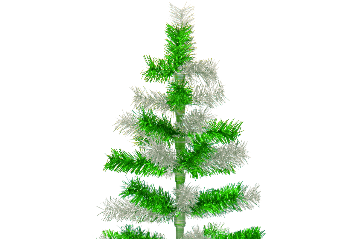 Green & Silver Mixed Tinsel Tree - Lee Display